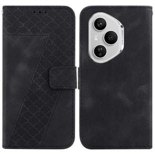 For Honor 400 Pro Global 160.8mm Seven-shaped Embossed Leather Phone Case(Black)