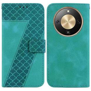 For Honor X70 5G Seven-shaped Embossed Leather Phone Case(Green)
