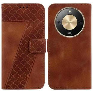 For Honor X70 5G Seven-shaped Embossed Leather Phone Case(Brown)