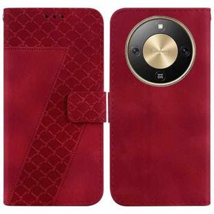 For Honor X70 5G Seven-shaped Embossed Leather Phone Case(Red)