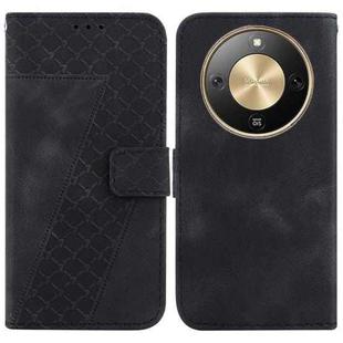 For Honor X70 5G Seven-shaped Embossed Leather Phone Case(Black)