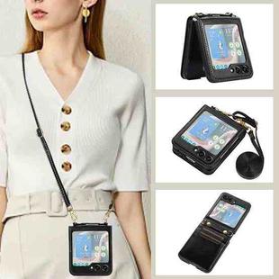 For Samsung Galaxy Z Flip5 Card Slot Crossbody Folding Leather Phone Case(Black)