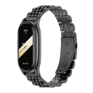 For Xiaomi Mi Band 8 Mijobs Plus Case Seven Bead Metal Stainless Steel Watch Band(Black)