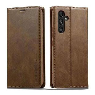 For Samsung Galaxy S23 FE 5G LC.IMEEKE RFID Anti-theft Leather Phone Case(Brown)