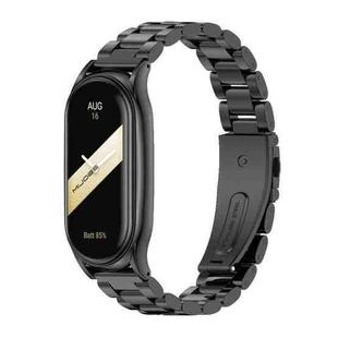 For Xiaomi Mi Band 8 Mijobs Plus Case Three Bead Metal Stainless Steel Watch Band(Black)