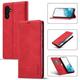 For Samsung Galaxy S23 FE 5G LC.IMEEKE Strong Magnetism Microfiber Leather Phone Case(Red)