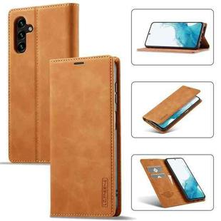 For Samsung Galaxy S23 FE 5G LC.IMEEKE Strong Magnetism Microfiber Leather Phone Case(Brown)
