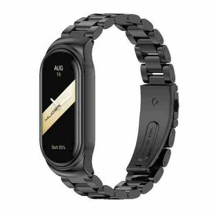 For Xiaomi Mi Band 8 Mijobs CS Case Three Bead Metal Stainless Steel Watch Band(Black)