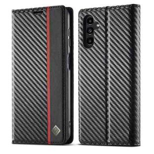 For Samsung Galaxy S23 FE 5G LC.IMEEKE Carbon Fiber Leather Phone Case(Vertical Black)