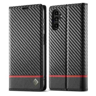 For Samsung Galaxy S23 FE 5G LC.IMEEKE Carbon Fiber Leather Phone Case(Horizontal Black)