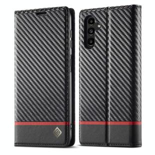 For Samsung Galaxy A25 5G LC.IMEEKE Carbon Fiber Leather Phone Case(Horizontal Black)
