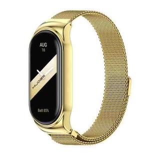 For Xiaomi Mi Band 8 Mijobs CS Case Milan Magnetic Stainless Steel Watch Band(Gold)