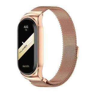 For Xiaomi Mi Band 8 Mijobs CS Case Milan Magnetic Stainless Steel Watch Band(Rose Gold)