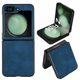 For Samsung Galaxy Z Flip5 Folding Leather Phone PC Case(Dark Blue)