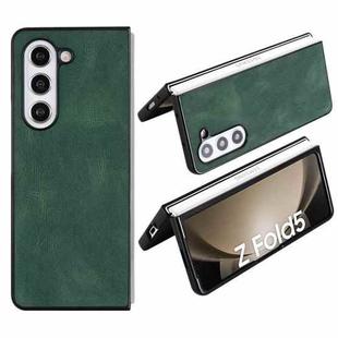 For Samsung Galaxy Z Fold5 Folding Leather Phone PC Case(Pine Needle Green)