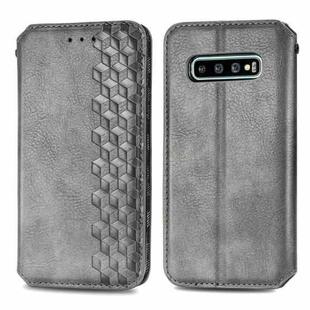 For Samsung Galaxy S10 Cubic Grid Pressed Horizontal Flip Magnetic PU Leather Case with Holder & Card Slots & Wallet(Grey)