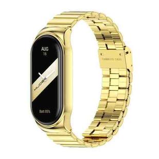 For Xiaomi Mi Band 8 Mijobs CS Case Bamboo Buckle Metal Watch Band(Gold)
