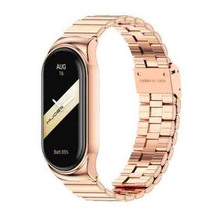 For Xiaomi Mi Band 8 Mijobs CS Case Bamboo Buckle Metal Watch Band(Rose Gold)