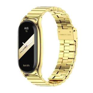 For Xiaomi Mi Band 8 Mijobs Plus Case Bamboo Buckle Metal Watch Band(Gold)