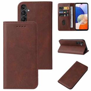 For Samsung Galaxy A14 5G Magnetic Closure Leather Phone Case(Brown)
