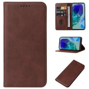 For Samsung Galaxy M55 Magnetic Closure Leather Phone Case(Brown)