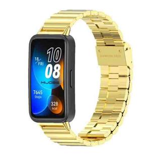 For Huawei Band 8 Mijobs Bamboo Buckle Stainless Steel Watch Band(Gold)