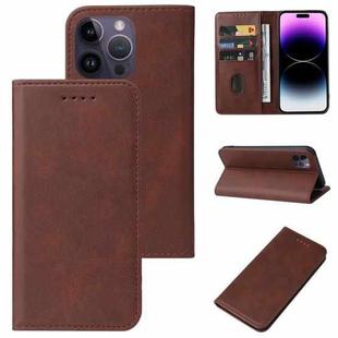 For iPhone 15 Pro Max Magnetic Closure Leather Phone Case(Brown)