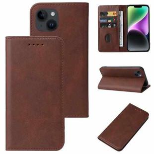 For iPhone 15 Plus Magnetic Closure Leather Phone Case(Brown)