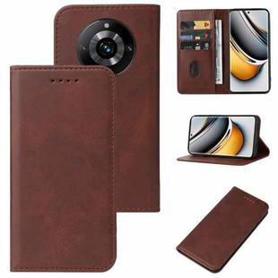 For Realme 11 Pro / 11 Pro+ Magnetic Closure Leather Phone Case(Brown)