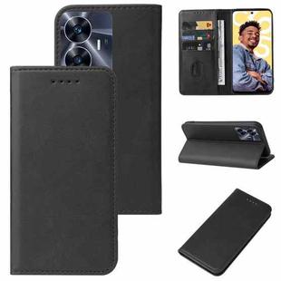 For Realme C55 Magnetic Closure Leather Phone Case(Black)