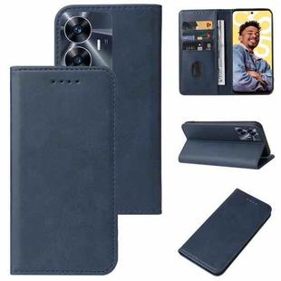 For Realme C55 Magnetic Closure Leather Phone Case(Blue)