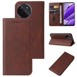 For Realme 11 4G Global Magnetic Closure Leather Phone Case(Brown)