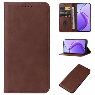For Realme 12 5G Magnetic Closure Leather Phone Case(Brown)