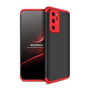 For Huawei P40 GKK Three Stage Splicing Full Coverage PC Protective Case(Black Red)