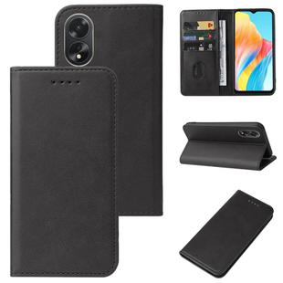 For OPPO A38 Magnetic Closure Leather Phone Case(Black)