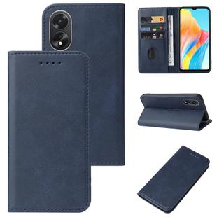 For OPPO A38 Magnetic Closure Leather Phone Case(Blue)