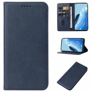 For OPPO Reno7 4G Magnetic Closure Leather Phone Case(Blue)