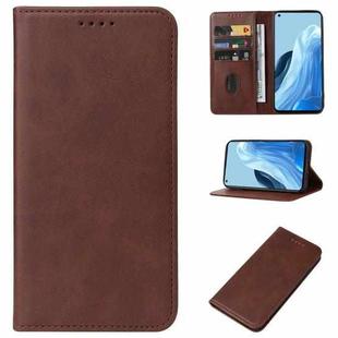 For OPPO Reno7 4G Magnetic Closure Leather Phone Case(Brown)