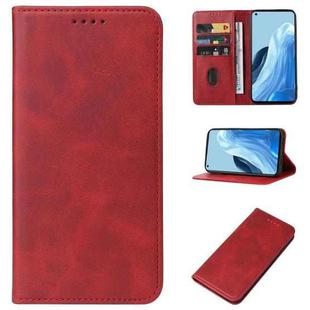 For OPPO Reno7 4G Magnetic Closure Leather Phone Case(Red)