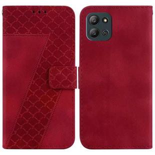 For Infinix Hot 11 2022 7-shaped Embossed Leather Phone Case(Red)