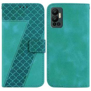 For Infinix Hot 12 7-shaped Embossed Leather Phone Case(Green)