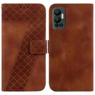 For Infinix Hot 12 7-shaped Embossed Leather Phone Case(Brown)