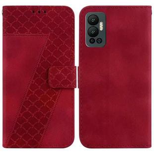 For Infinix Hot 12 7-shaped Embossed Leather Phone Case(Red)