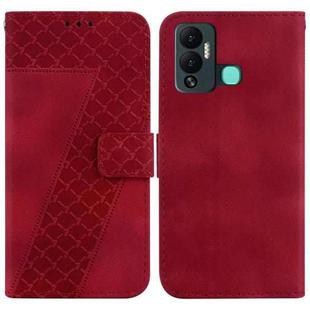For Infinix Hot 12 Play 7-shaped Embossed Leather Phone Case(Red)