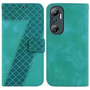 For Infinix Hot 20 7-shaped Embossed Leather Phone Case(Green)