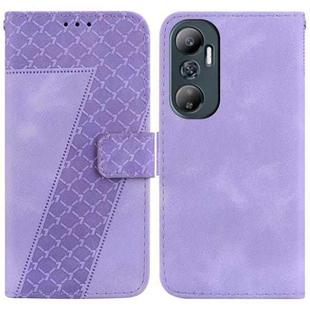 For Infinix Hot 20 7-shaped Embossed Leather Phone Case(Purple)