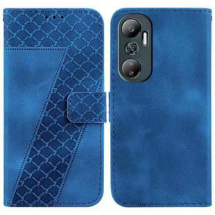 For Infinix Hot 20 7-shaped Embossed Leather Phone Case(Blue)