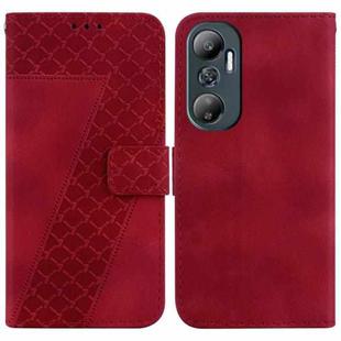 For Infinix Hot 20 7-shaped Embossed Leather Phone Case(Red)