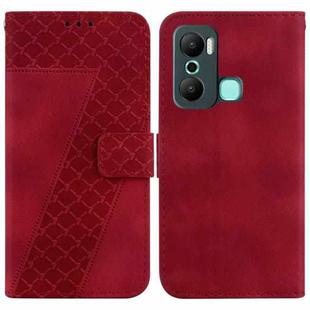 For Infinix Hot 20 Play 7-shaped Embossed Leather Phone Case(Red)