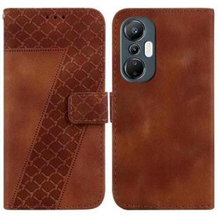 For Infinix Hot 20S 7-shaped Embossed Leather Phone Case(Brown)